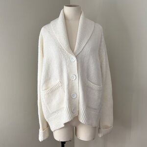 RD Style “Apres” Ivory Shawl-Collar Oversized Cardigan